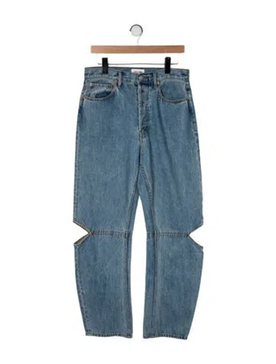 Pre-owned Still Here High-rise Straight Leg Jeans In Blue