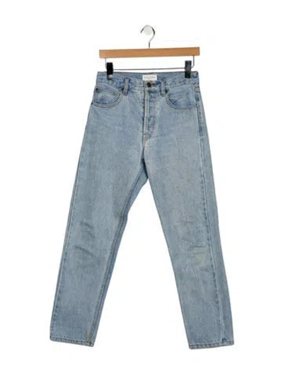 Pre-owned Still Here High-rise Straight Leg Jeans In Blue