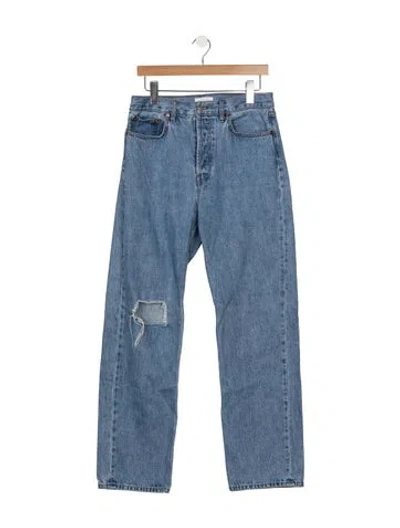 Pre-owned Still Here High-rise Straight Leg Jeans In Blue