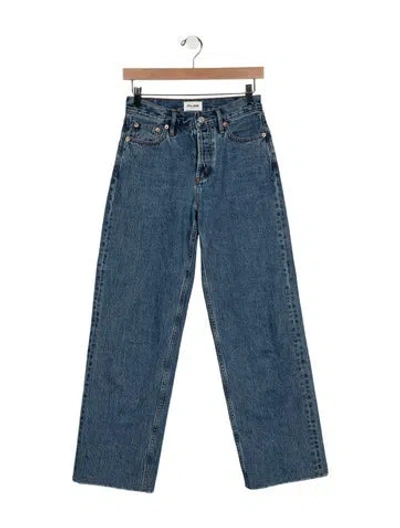 Pre-owned Still Here High-rise Straight Leg Jeans In Blue