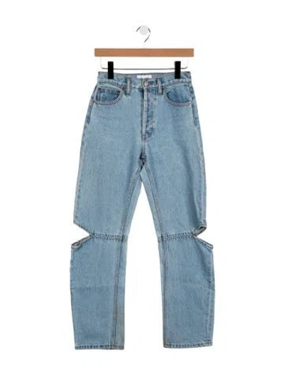 Pre-owned Still Here High-rise Straight Leg Jeans In Blue