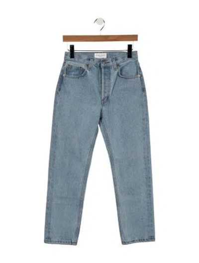 Pre-owned Still Here High-rise Straight Leg Jeans In Blue