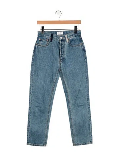 Pre-owned Still Here High-rise Straight Leg Jeans In Blue