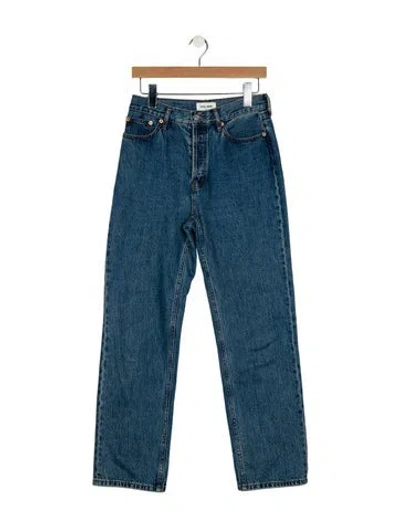 Pre-owned Still Here High-rise Straight Leg Jeans In Blue