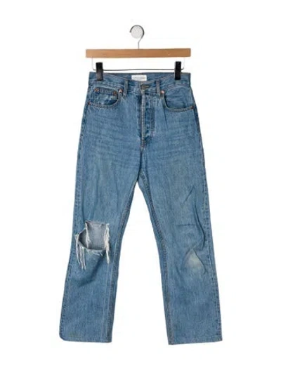 Pre-owned Still Here High-rise Straight Leg Jeans In Blue
