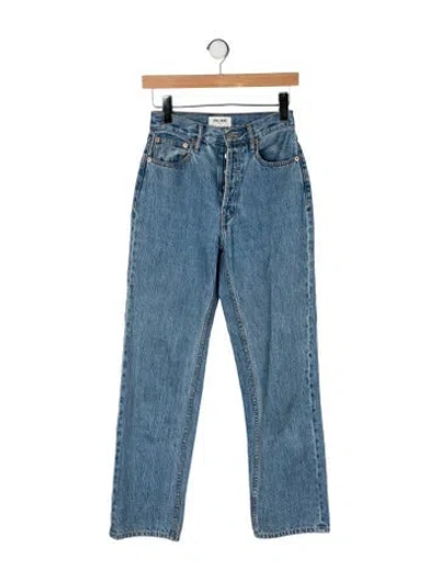 Pre-owned Still Here High-rise Straight Leg Jeans In Blue