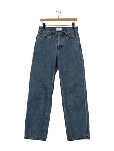 Pre-owned Still Here High-rise Straight Leg Jeans In Blue