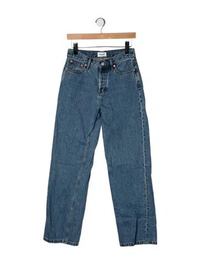 Pre-owned Still Here High-rise Straight Leg Jeans In Blue