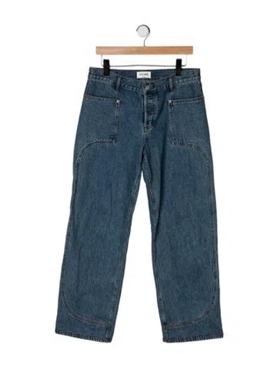 Pre-owned Still Here High-rise Straight Leg Jeans In Blue