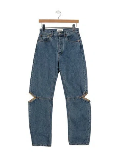 Pre-owned Still Here High-rise Straight Leg Jeans In Blue