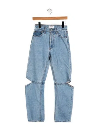 Pre-owned Still Here High-rise Straight Leg Jeans In Blue