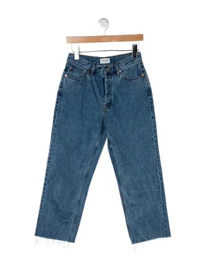 Pre-owned Still Here High-rise Straight Leg Jeans In Blue