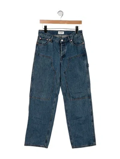 Pre-owned Still Here High-rise Straight Leg Jeans In Blue