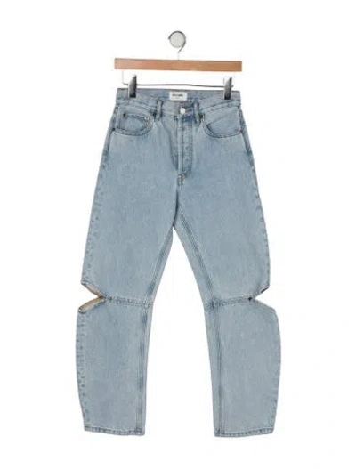 Pre-owned Still Here High-rise Straight Leg Jeans In Blue