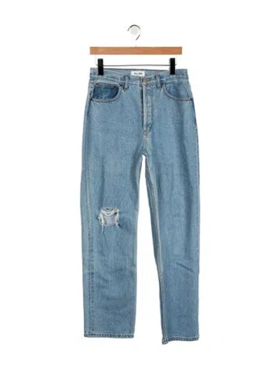 Pre-owned Still Here High-rise Straight Leg Jeans In Blue