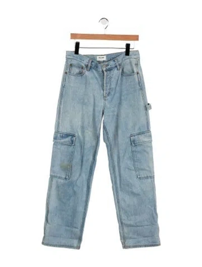 Pre-owned Still Here High-rise Straight Leg Jeans In Blue