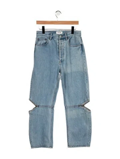 Pre-owned Still Here High-rise Straight Leg Jeans In Blue