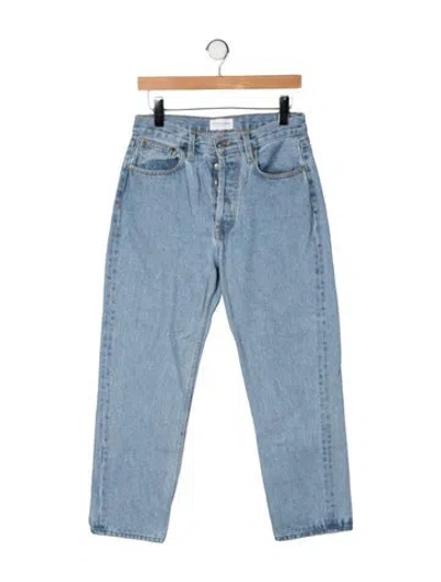 Pre-owned Still Here High-rise Straight Leg Jeans In Blue