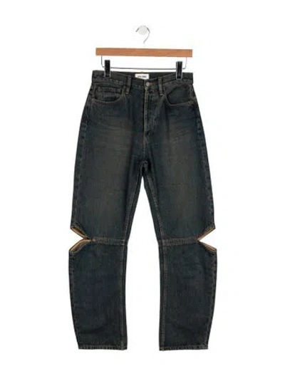 Pre-owned Still Here High-rise Straight Leg Jeans In Blue