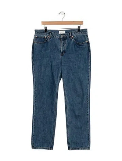 Pre-owned Still Here High-rise Straight Leg Jeans In Blue