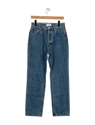 Pre-owned Still Here High-rise Straight Leg Jeans In Blue