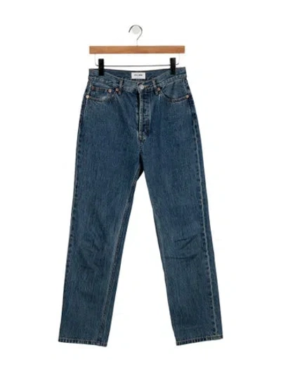 Pre-owned Still Here High-rise Straight Leg Jeans In Blue