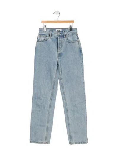 Pre-owned Still Here High-rise Straight Leg Jeans In Blue