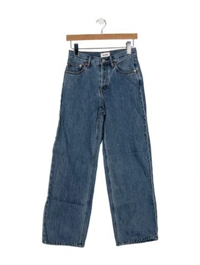 Pre-owned Still Here High-rise Straight Leg Jeans In Blue