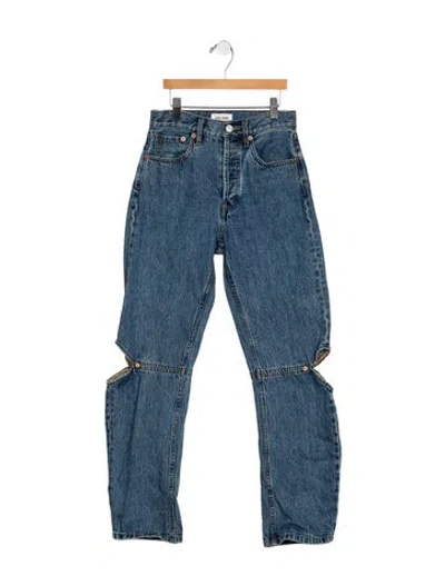 Pre-owned Still Here High-rise Straight Leg Jeans In Blue