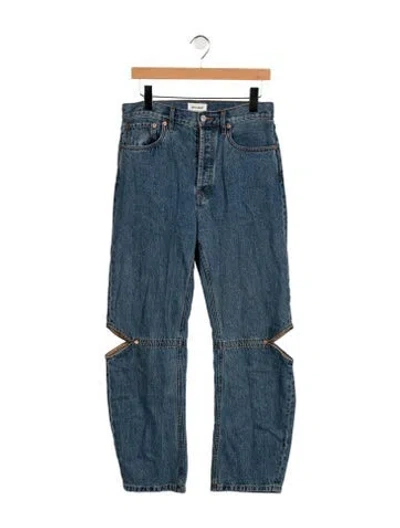 Pre-owned Still Here High-rise Straight Leg Jeans In Blue