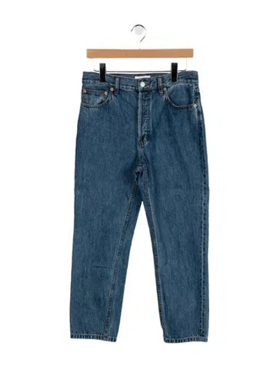 Pre-owned Still Here High-rise Straight Leg Jeans In Blue