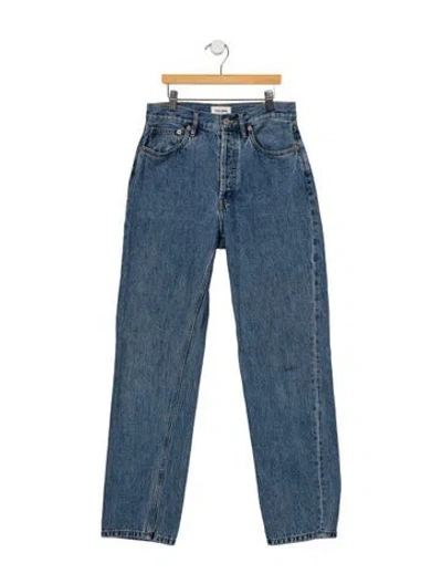 Pre-owned Still Here High-rise Straight Leg Jeans In Blue