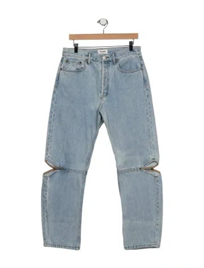 Pre-owned Still Here High-rise Straight Leg Jeans In Blue