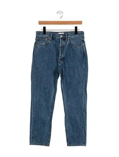 Pre-owned Still Here High-rise Straight Leg Jeans In Blue