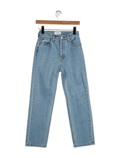 Pre-owned Still Here High-rise Straight Leg Jeans In Blue