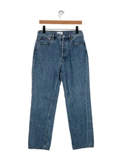 Pre-owned Still Here High-rise Straight Leg Jeans In Blue