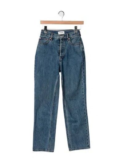 Pre-owned Still Here High-rise Straight Leg Jeans In Blue