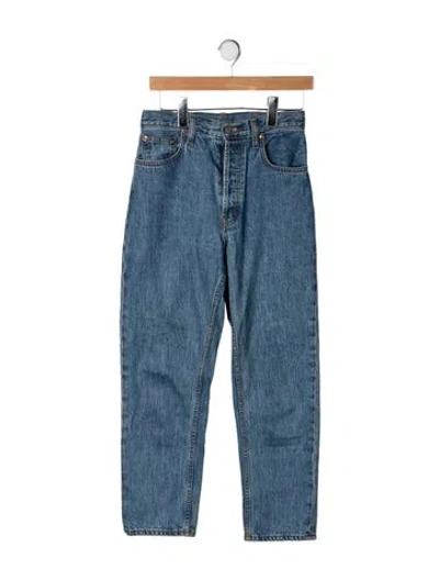 Pre-owned Still Here High-rise Straight Leg Jeans In Blue
