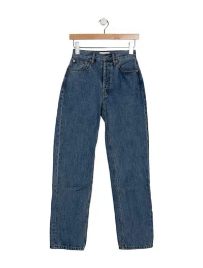 Pre-owned Still Here High-rise Straight Leg Jeans In Blue