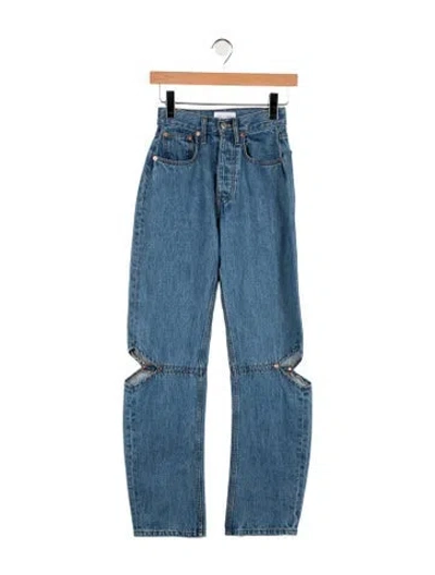 Pre-owned Still Here High-rise Straight Leg Jeans In Blue