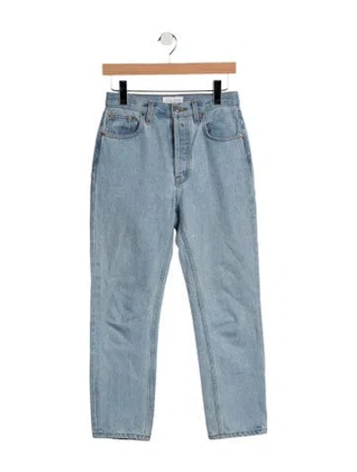 Pre-owned Still Here High-rise Straight Leg Jeans In Blue