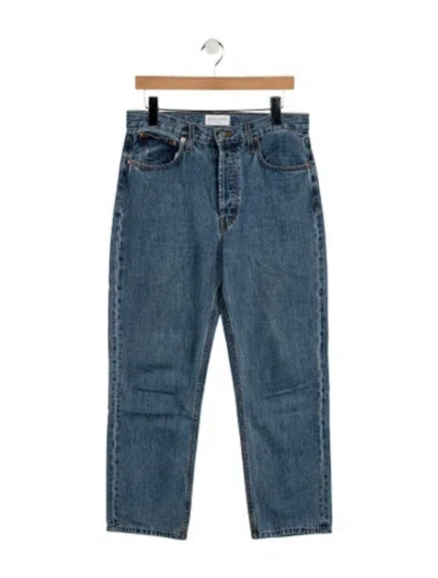 Pre-owned Still Here High-rise Straight Leg Jeans In Blue