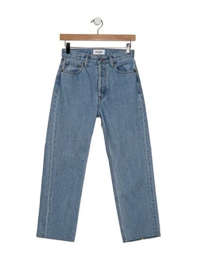 Pre-owned Still Here High-rise Straight Leg Jeans In Blue