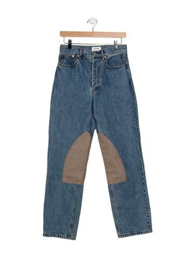 Pre-owned Still Here High-rise Straight Leg Jeans In Blue