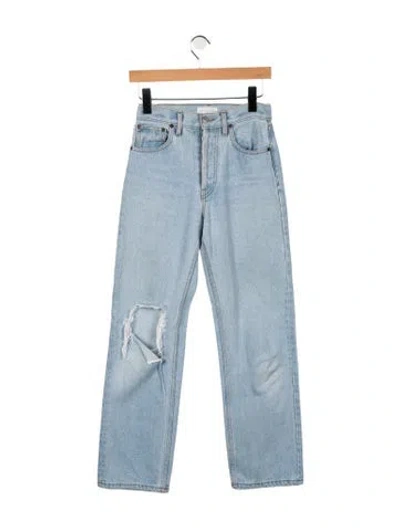 Pre-owned Still Here High-rise Straight Leg Jeans In Blue