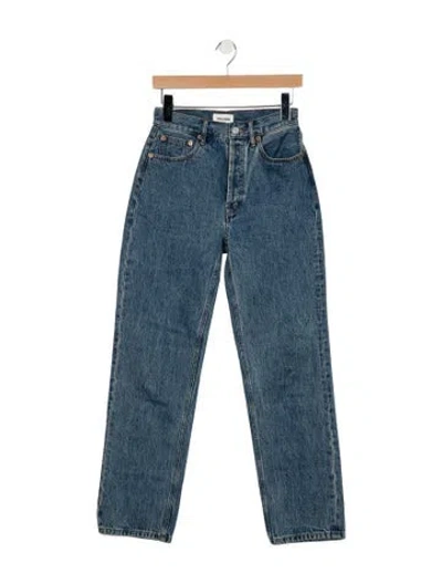 Pre-owned Still Here High-rise Straight Leg Jeans In Blue