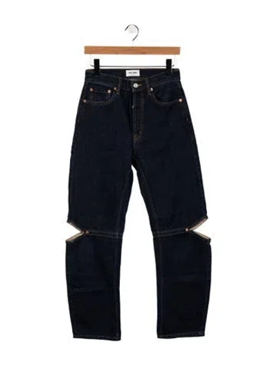 Pre-owned Still Here High-rise Straight Leg Jeans In Blue