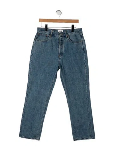Pre-owned Still Here High-rise Straight Leg Jeans In Blue