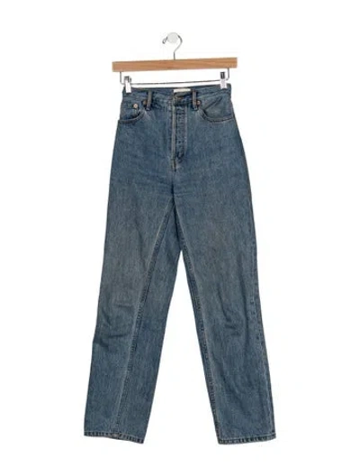 Pre-owned Still Here High-rise Straight Leg Jeans In Blue
