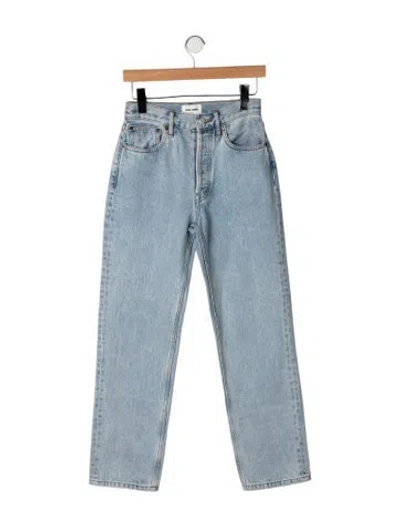 Pre-owned Still Here High-rise Straight Leg Jeans In Blue